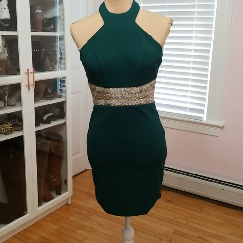 Green  halter dress, size 3